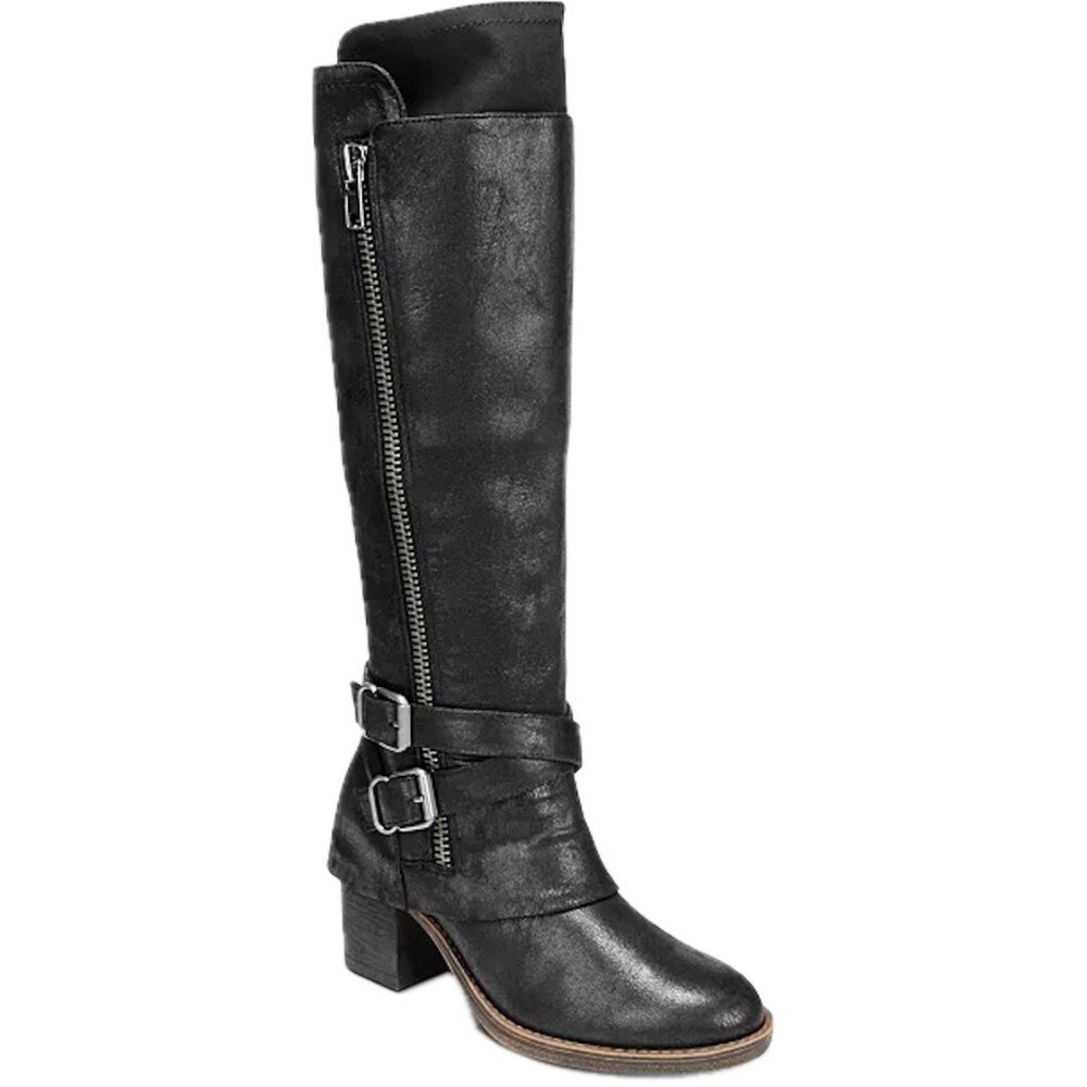 Carlos by Carlos Santana Reagan Knee High Riding Boots Black Suede Zipper Sz 7.5